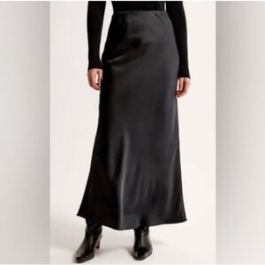 Abercrombie Black Satin Maxi Skirt